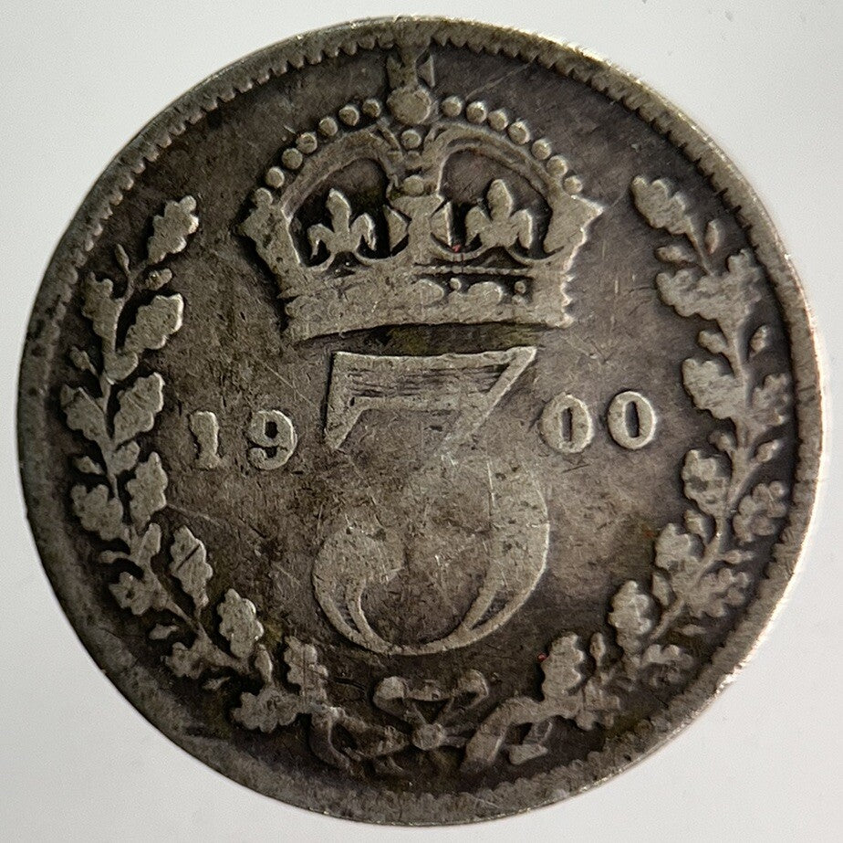 1900 Veiled Head Victoria Threepence Silver Coin | Collectable Grade | a4008