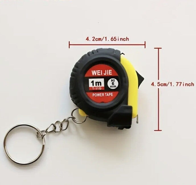 1 x Mini Tape - Measure 1 Meter / 100cm Shaped Keyring Premium Keychain Gift UK