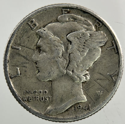 1941 US USA Mercury Dime Silver Coin | Fine Collectable Grade