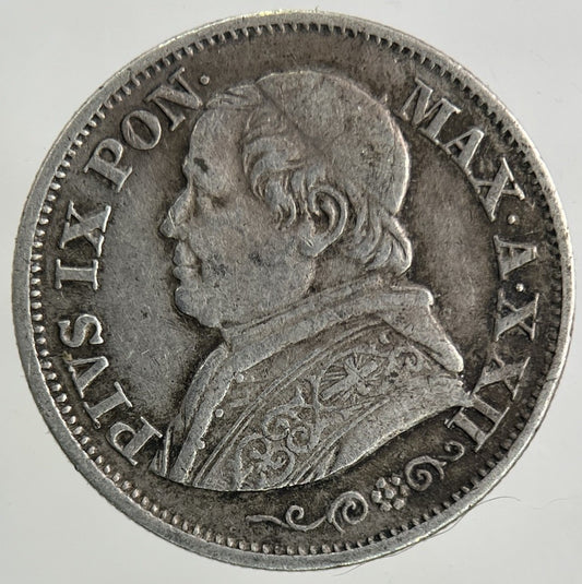 1868 Italy Papal States 10 Soldi Silver Coin | Fine Collectable Grade