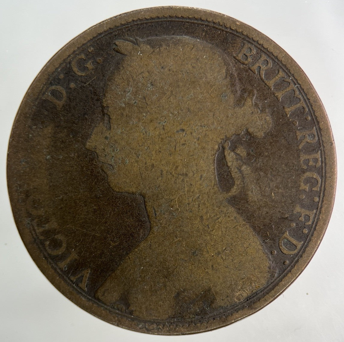 1889 Victoria One Penny Coin | Worn Grade