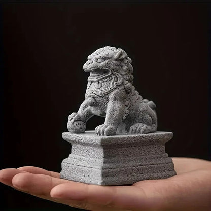 Chinese Stone Lion Pixiu Stone Statue Home Figurine Sculpture Gift UK