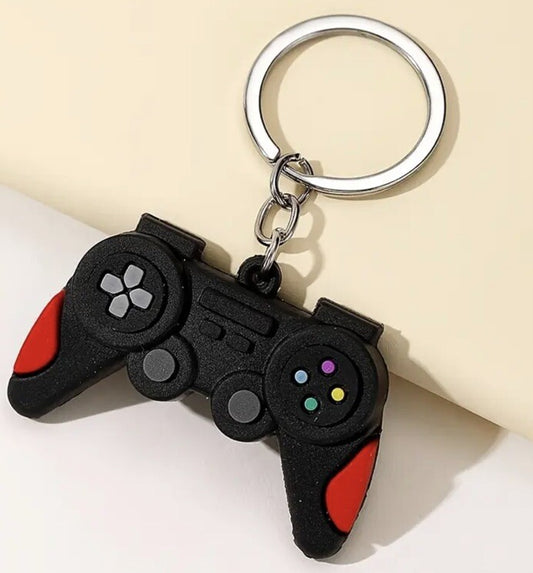 Black Video Game Controller Shaped Keyring Premium Keychain Gift UK