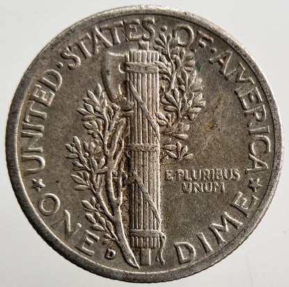 1942 - D US USA Mercury Dime Silver Coin | Fine Collectable Grade | a3670