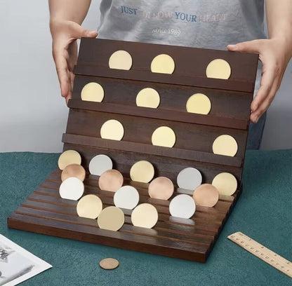 Coin Display Wooden Wood Stand - 11 Rows For 1oz Silver or Gold Coins