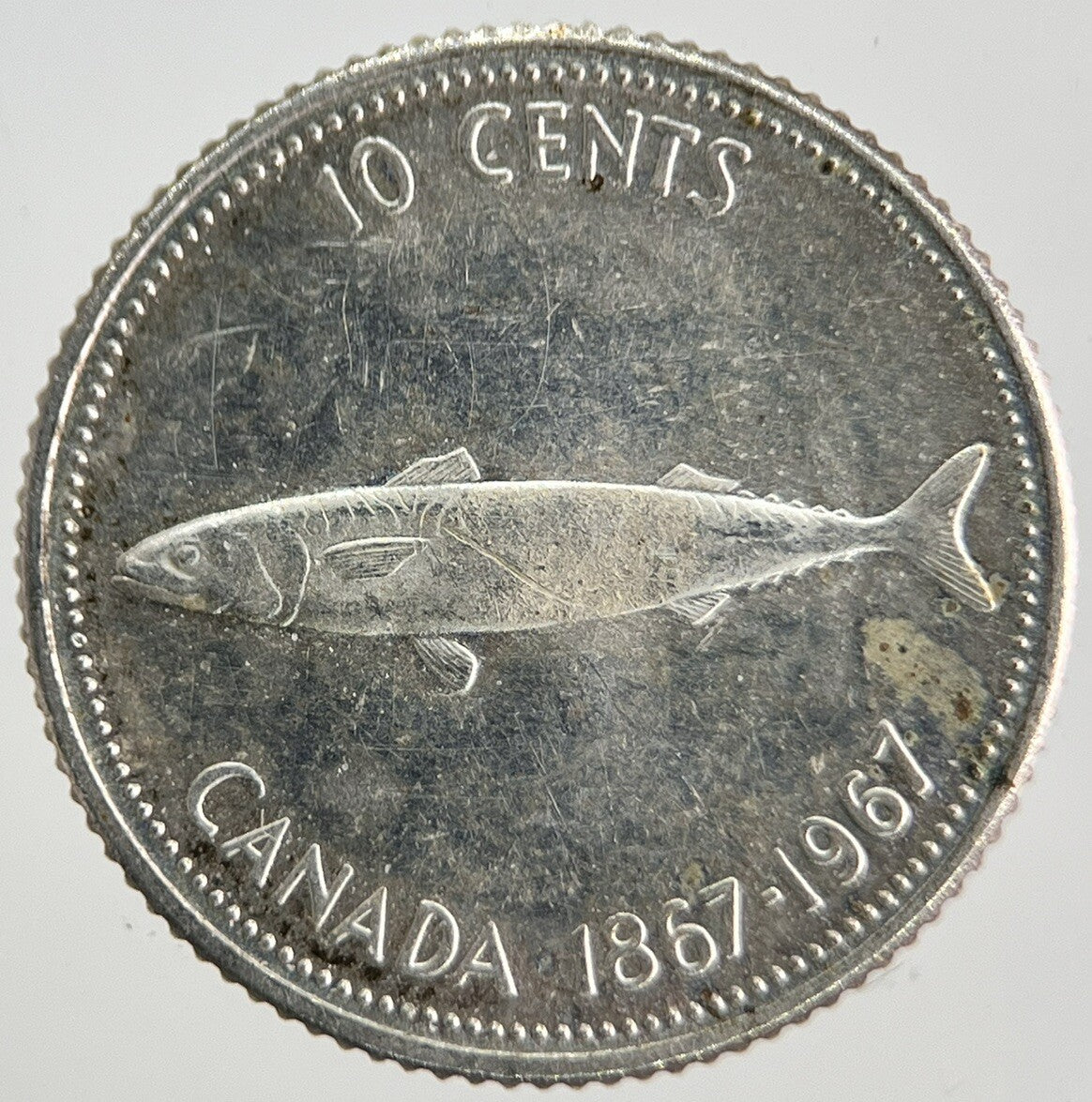 1867 - 1967 Canadian 10 Cents Silver Coin | Very High Grade | a1847