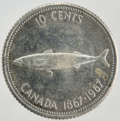 1867 - 1967 Canadian 10 Cents Silver Coin | Very High Grade | a1847
