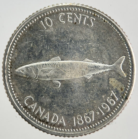 1867 - 1967 Canadian 10 Cents Silver Coin | Very High Grade | a1847