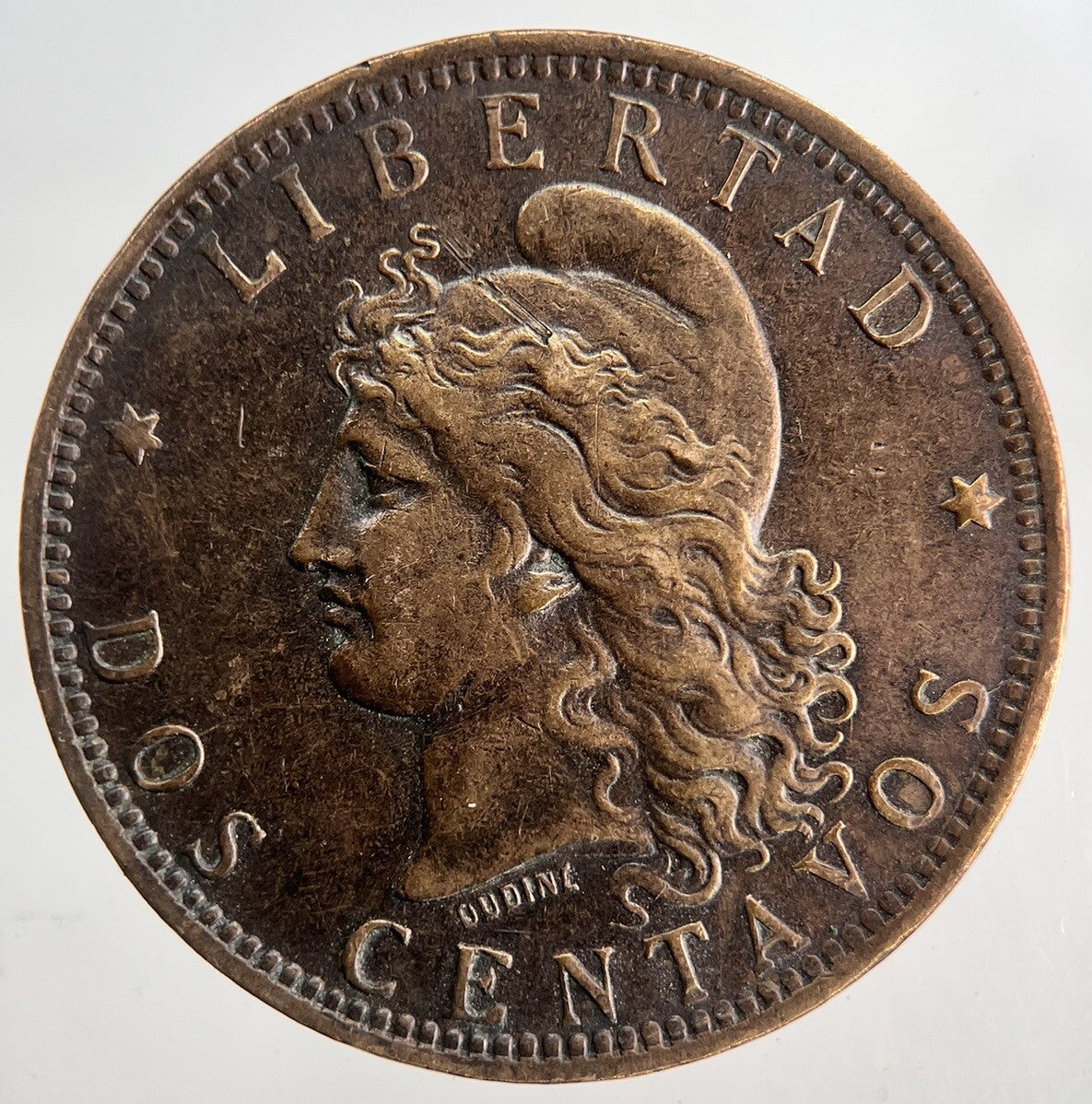 1891 Argentina Dos 2 Centavos Cents Coin | Fine Collectable Grade | a9163