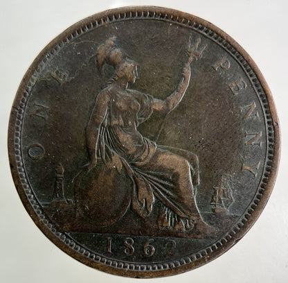 1862 Victoria One Penny Coin | Fine Collectable Grade