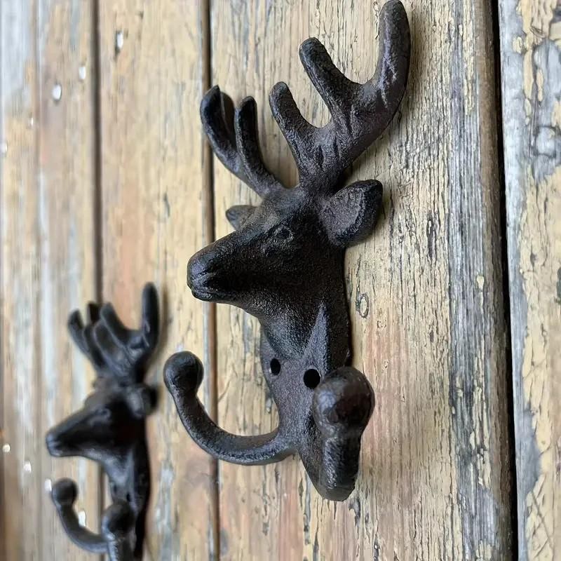 Cast Iron Heavy Duty Deer Clothing Hook Wall Mounted Hanging Rack Holder