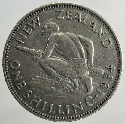 1934 New Zealand One Shilling Silver Coin | Very High Grade