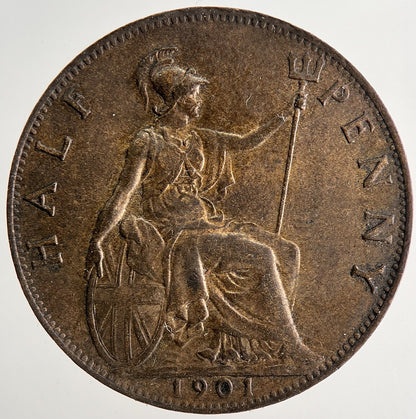 1901 Victoria Half - Penny Coin | Very Fine Grade | a9644
