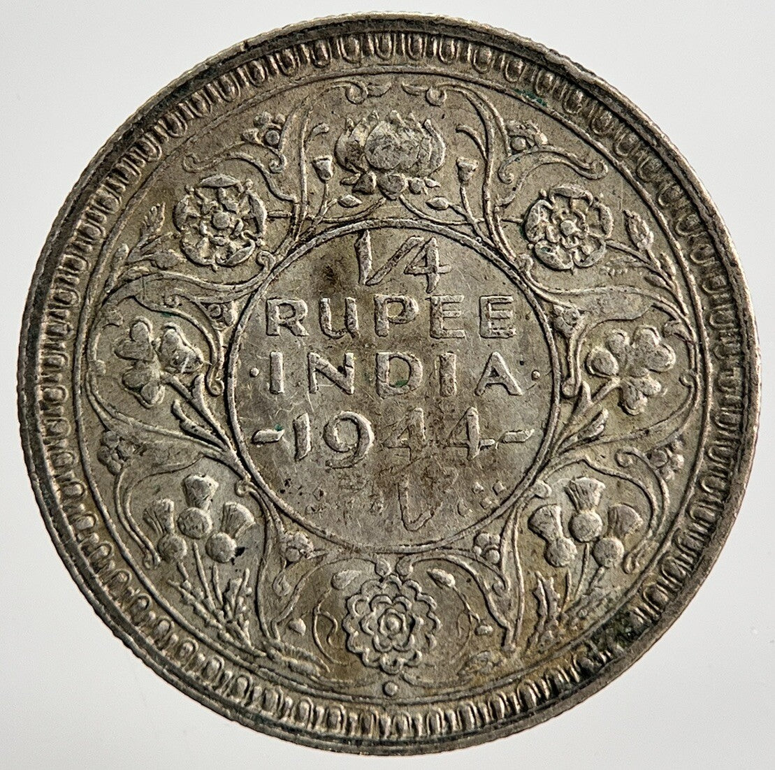 1944 India Quarter 1/4 Rupee Silver Coin | Fine Collectable Grade