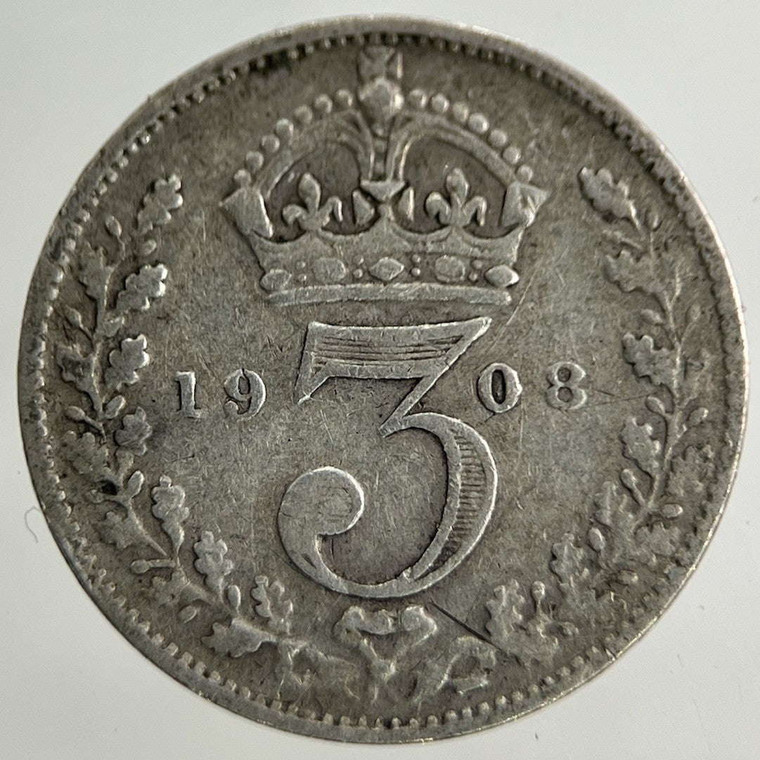 1908 Edward VII Threepence Silver Coin | Fine Collectable Grade