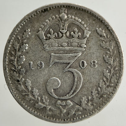 1908 Edward VII Threepence Silver Coin | Fine Collectable Grade