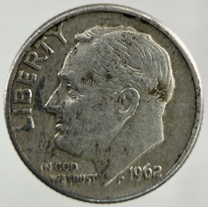 1962 - D US USA Roosevelt Dime Silver Coin | Collectable Grade