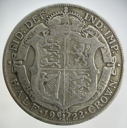 1922 George V Half - Crown Silver Coin | Fine Collectable Grade