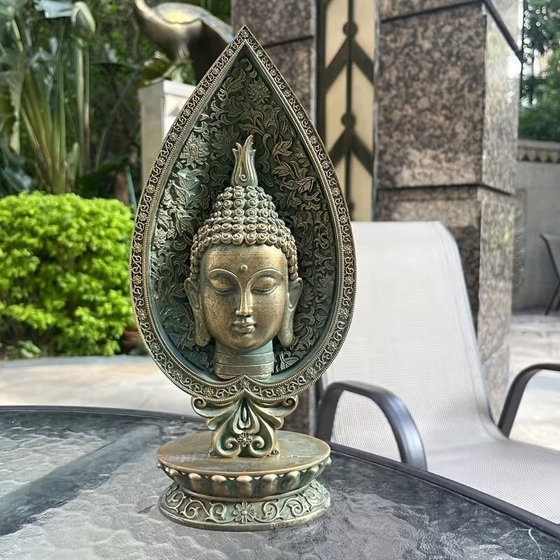 Meditating Buddha Head Resin Statue Home Sculpture Gift UK