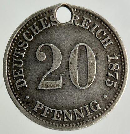 1875 Germany 20 Pfennig Silver Coin | Fine Collectable Grade