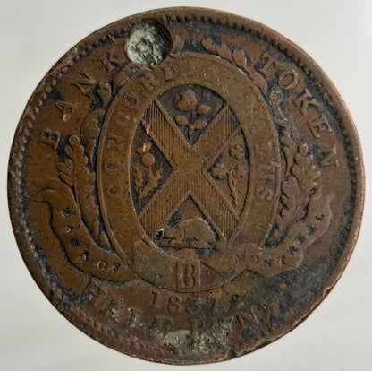 1837 Bank Of Canada Half - Penny Token Coin | Collectable Grade