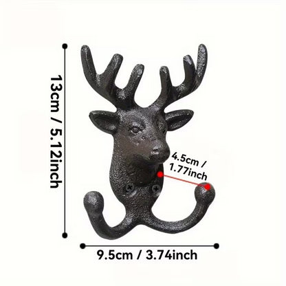 Cast Iron Heavy Duty Deer Clothing Hook Wall Mounted Hanging Rack Holder