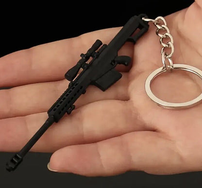 Mini Black Sniper Gun Shaped Keyring Premium Keychain Gift UK
