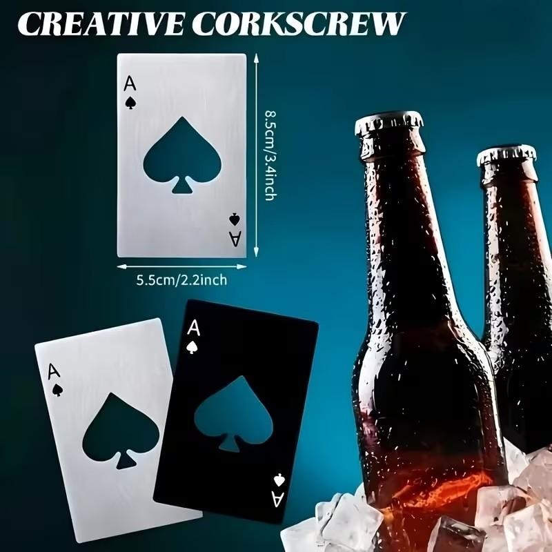 Black Solid Metal Ace Playing Card Casino Gambling Bottle Opener Premium Gift UK