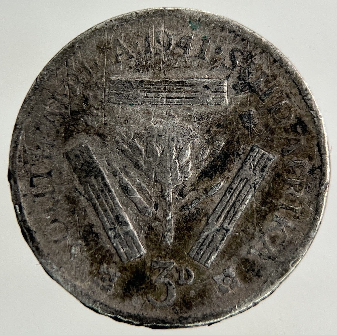 1941 South Africa Threepence Silver Coin | Fair Grade