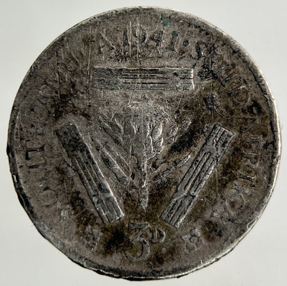 1941 South Africa Threepence Silver Coin | Fair Grade
