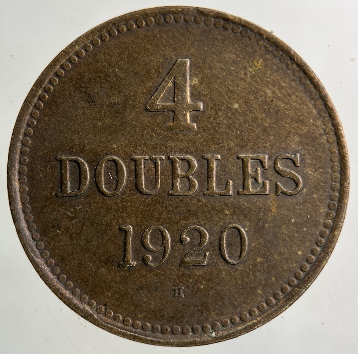 1920 Guernsey 4 Doubles Coin | Fine Collectable Grade