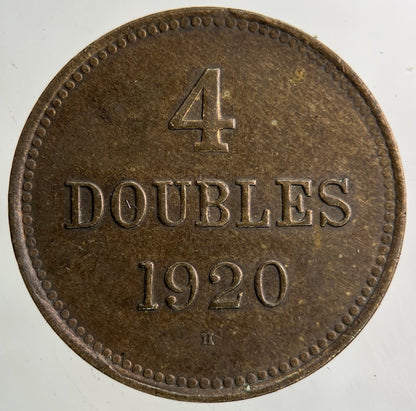 1920 Guernsey 4 Doubles Coin | Fine Collectable Grade