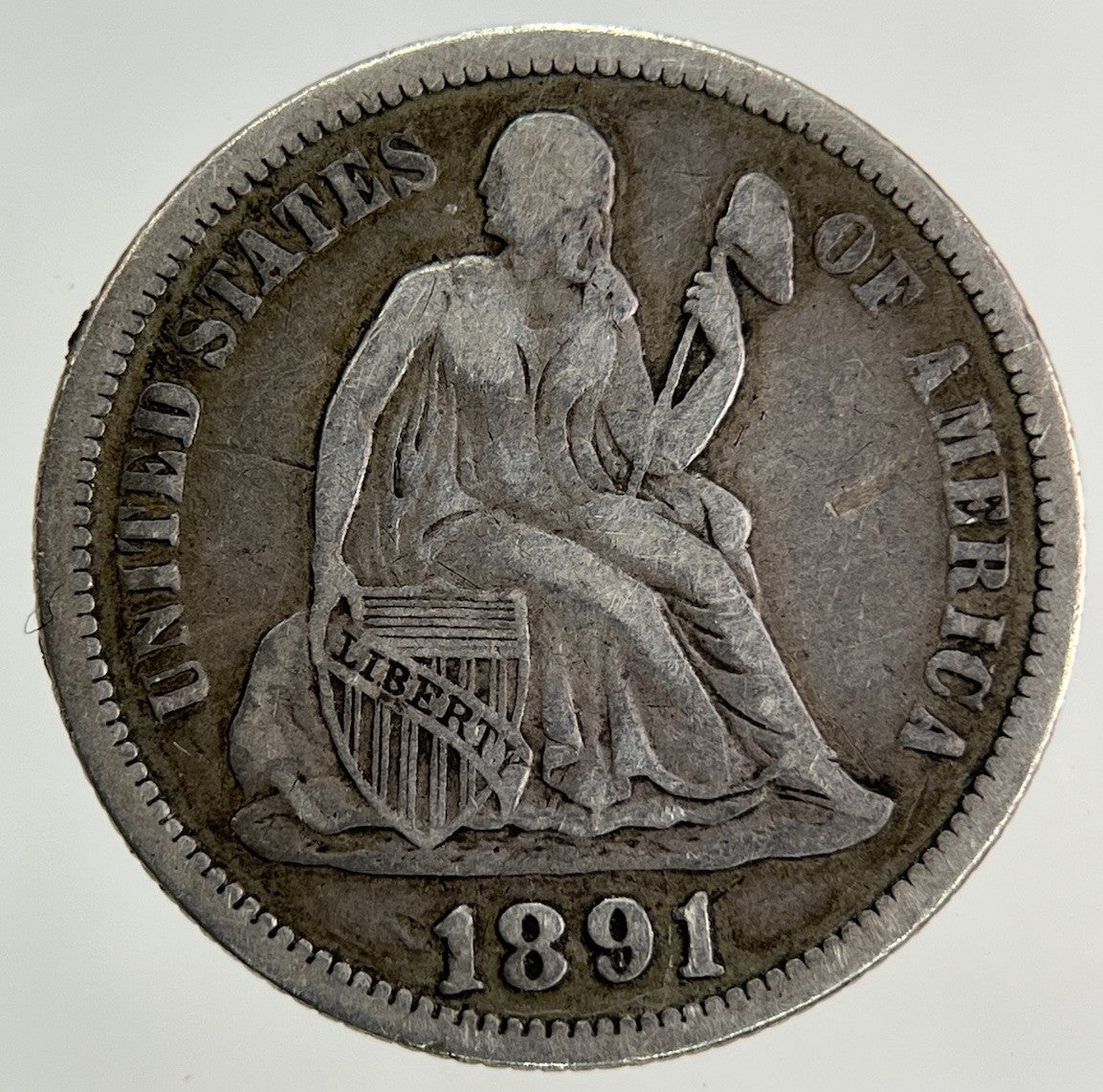 1891 US USA One Dime Silver Coin | Fine Collectable Grade