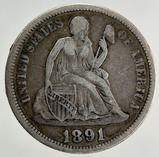 1891 US USA One Dime Silver Coin | Fine Collectable Grade