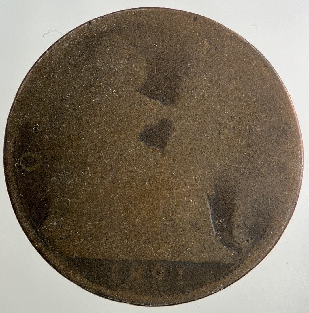 1891 Victoria One Penny Coin | Worn Grade