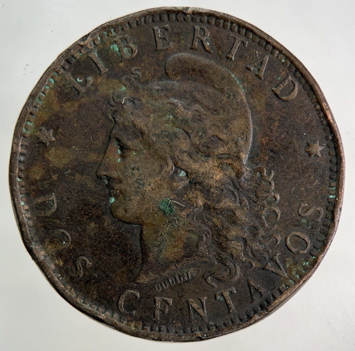 1893 Argentina 2 Dos Centavos Coin | Fine Collectable Grade