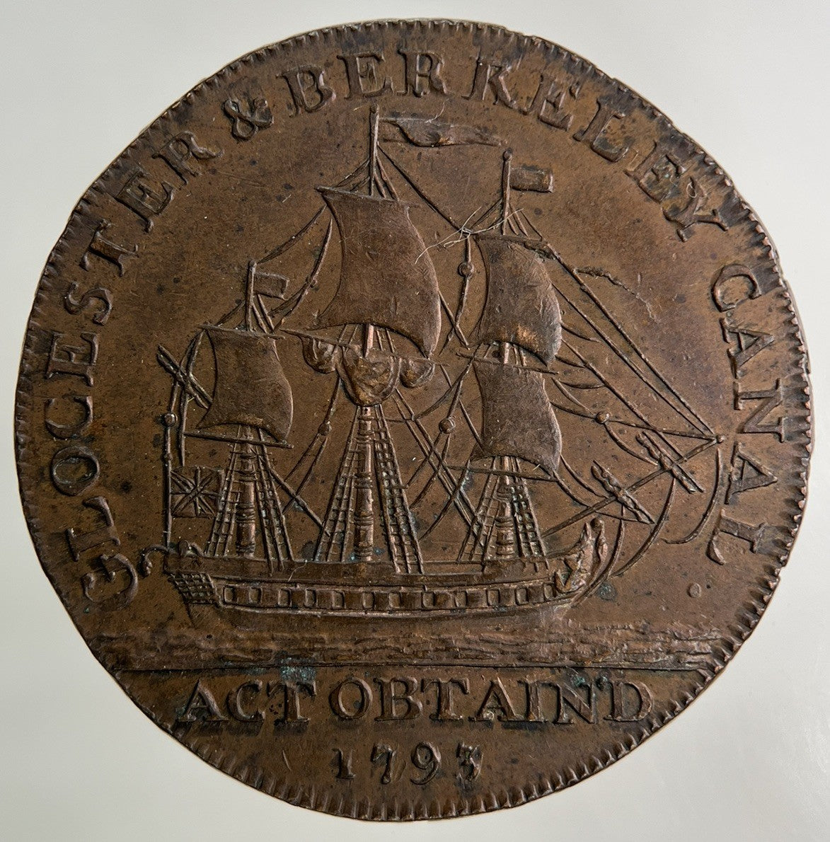 1797 Gloucester Berkeley Canal Conder Half - Penny Coin | Very High Grade
