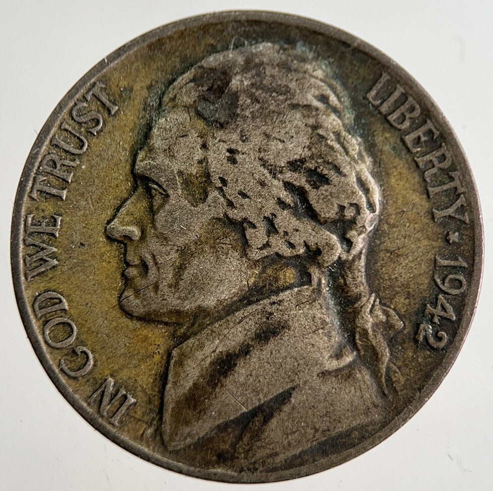 1942 - P US USA War Nickel Silver Coin | Fine Collectable Grade | a8321