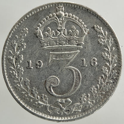 1916 George V Threepence Silver Coin | Very High Grade