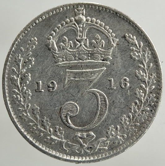 1916 George V Threepence Silver Coin | Very High Grade