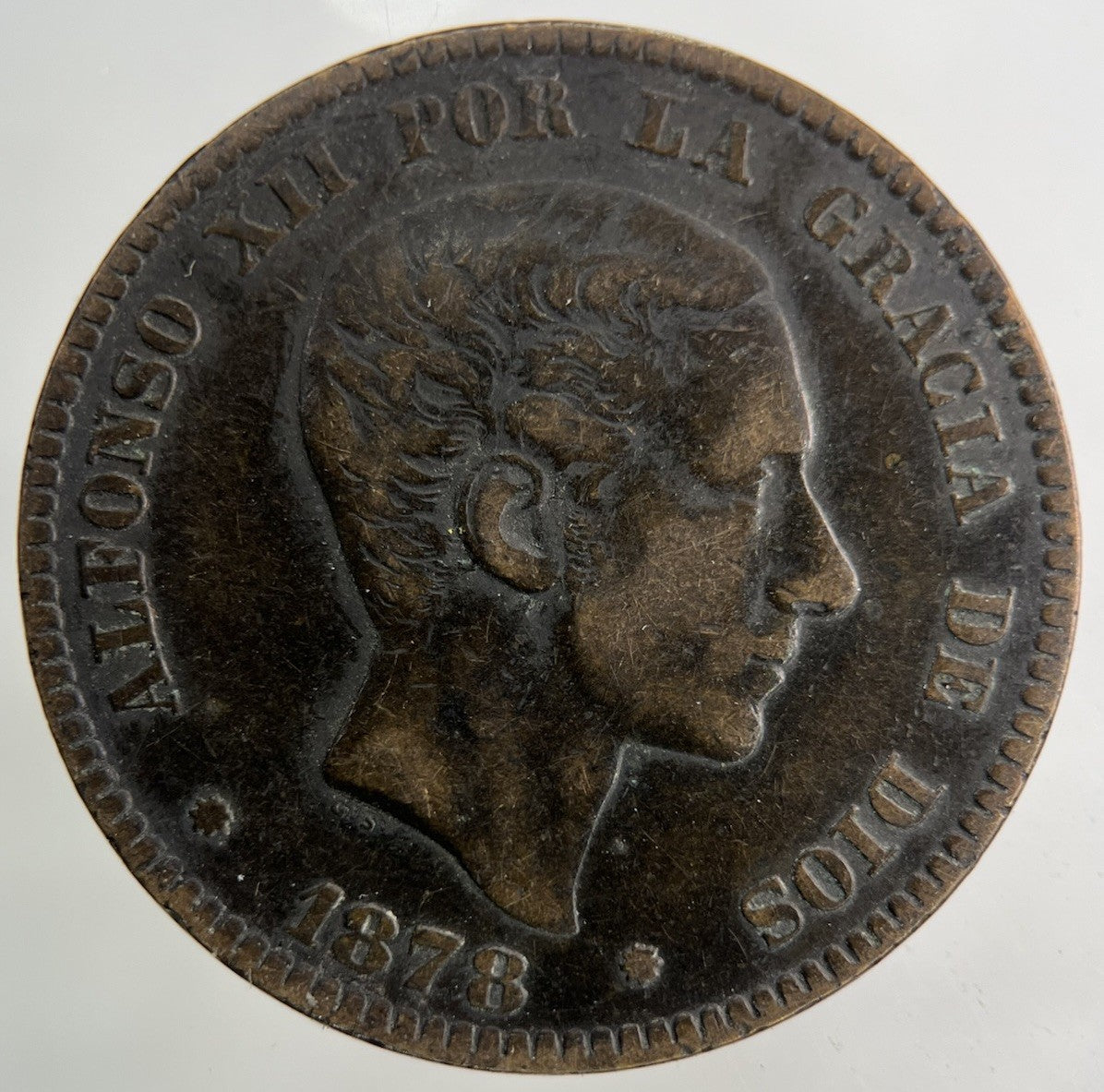 1878 Spain 10 Centimos Coin | Fine Collectable Grade
