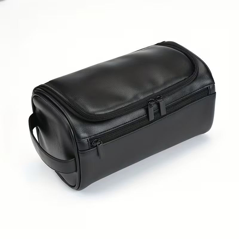 Men’s Glossy Black Toiletry Travel Bag Large Capacity Organizer Premium UK Stock