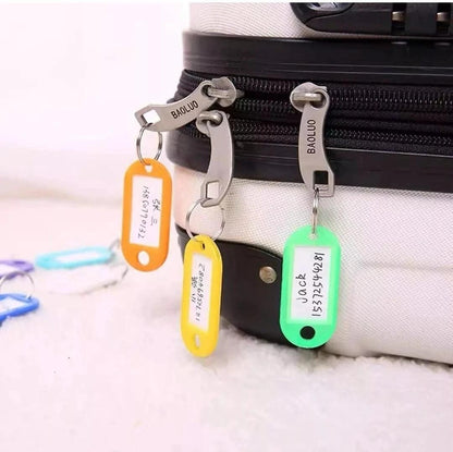10 x Pink Plastic Key - Ring ID Tags Name Label Key Fob Tag - UK Stock