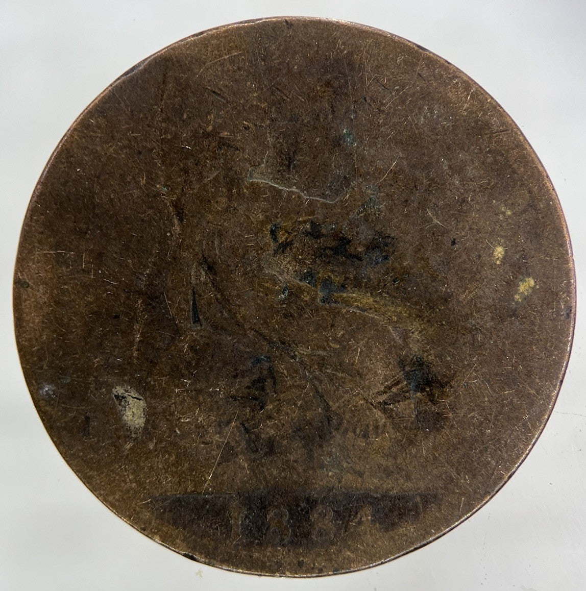 1884 Victoria One Penny Coin | Worn Grade
