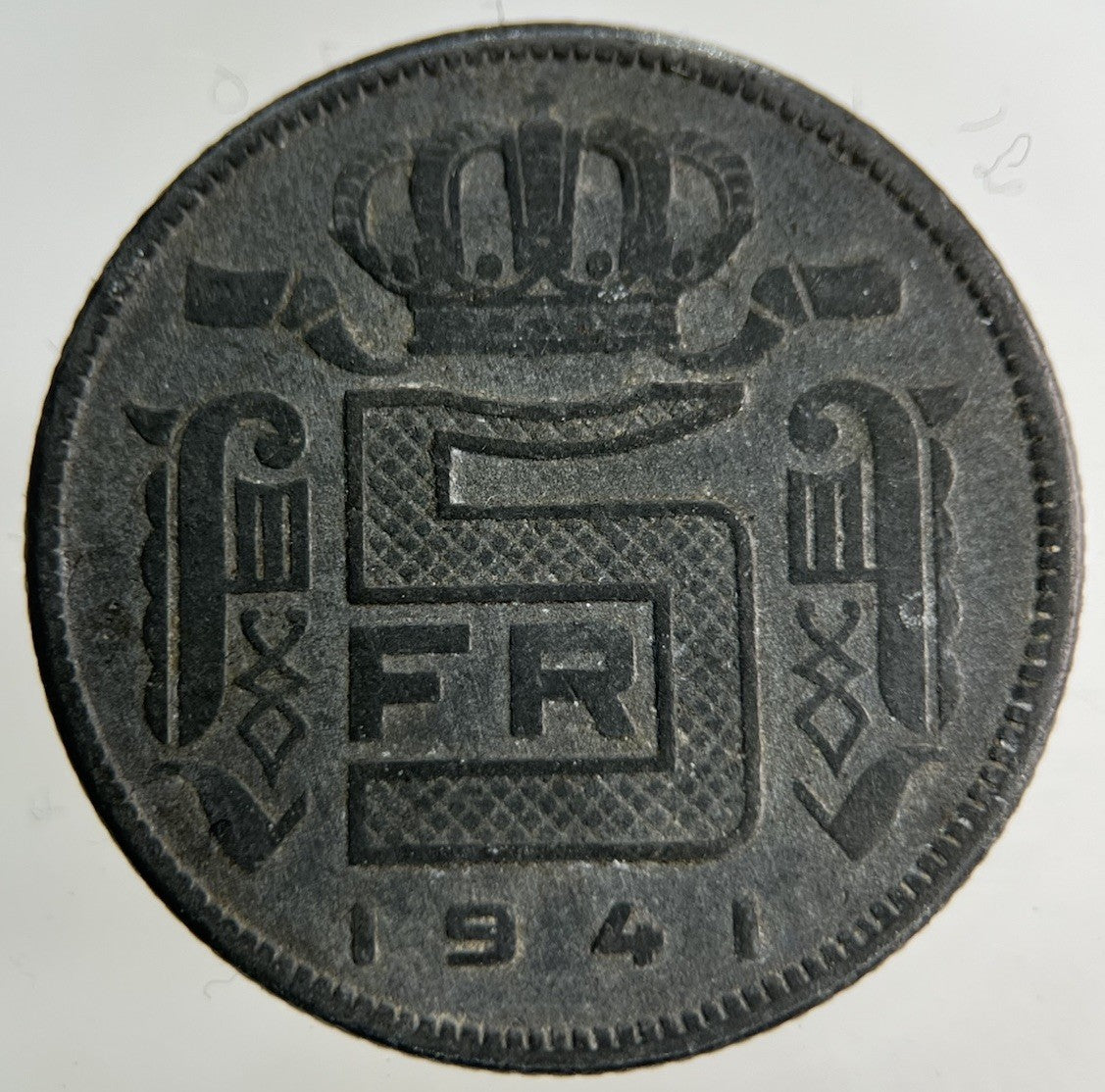 1941 Belgium 5 Francs Coin | Fine Collectable Grade