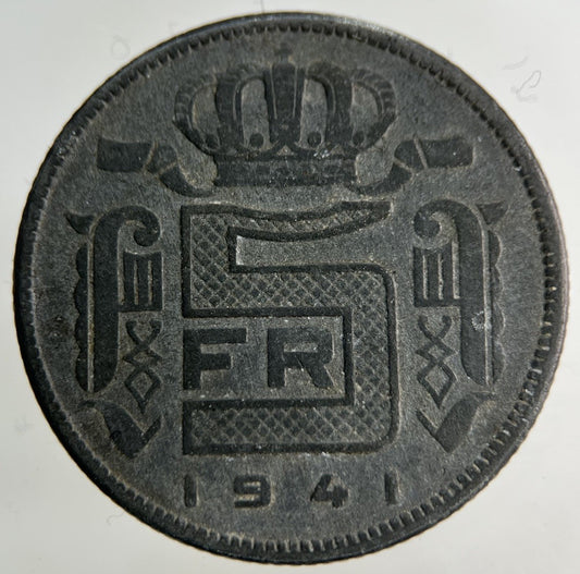 1941 Belgium 5 Francs Coin | Fine Collectable Grade