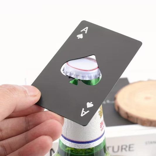Black Solid Metal Ace Playing Card Casino Gambling Bottle Opener Premium Gift UK