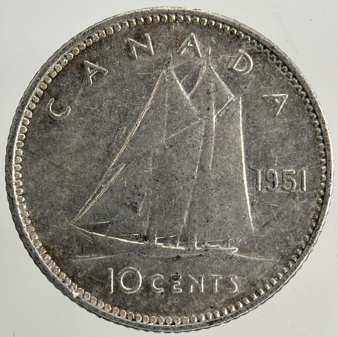 1951 Canada 10 Cents Silver Coin | Fine Collectable Grade