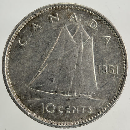 1951 Canada 10 Cents Silver Coin | Fine Collectable Grade