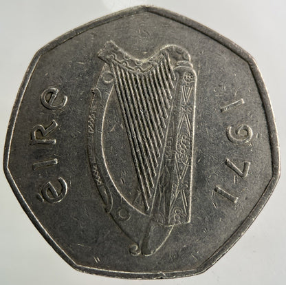 1971 Irish Ireland 50p Fifty Pence Coin | Fine Collectable Grade
